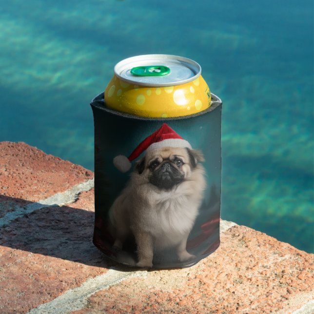 Pekingese Dog in Snow Christmas Can Cooler (In Situ Pool)