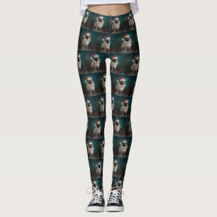 Pekingese Dog in Snow Christmas Leggings