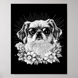 Pekingese Dog Lover Retro Style Tattoo _1 Poster