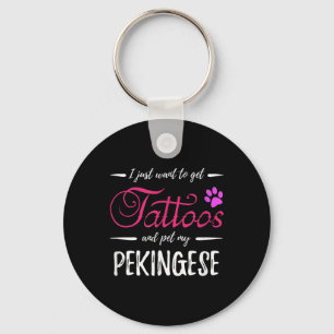 Pekingese Dog Lover Tattoo Funny Dog Mum Gift Idea Key Ring