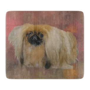 Pekingese Dog on Mauve Abstract Cutting Board