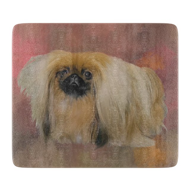 Pekingese Dog on Mauve Abstract Cutting Board (Front)