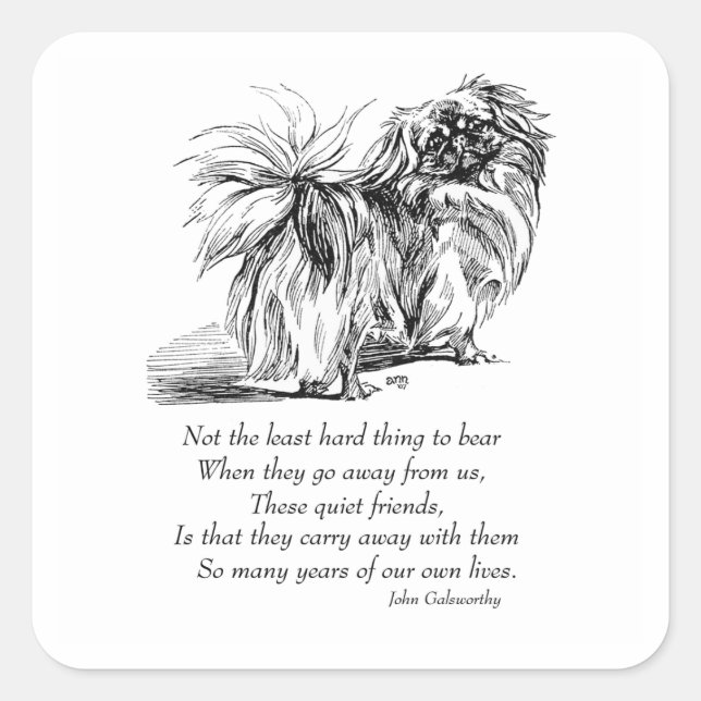 Pekingese Dog Rainbow Bridge Square Sticker (Front)