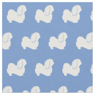 Pekingese Dog Silhouette Pet Light Blue Fabric