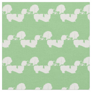 Pekingese Dog Silhouette Pet Sage Green Fabric