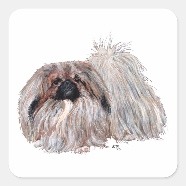 Pekingese Dog Standing Square Sticker (Front)