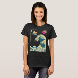 Pekingese Dog Surfing on a Kanagawa Wave Japanese T-Shirt