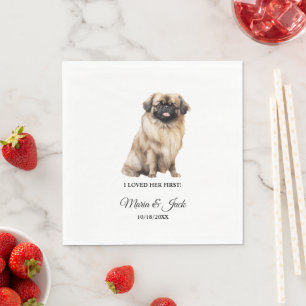 Pekingese Dog Wedding Napkins with Photo