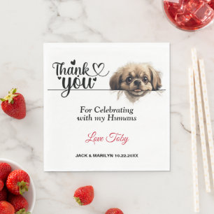 Pekingese Dog Wedding Napkins With Photo
