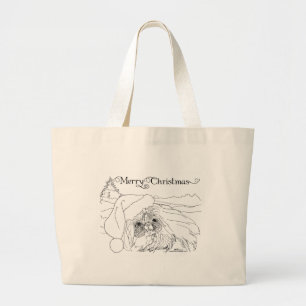 Pekingese Dogs Large Tote Bag