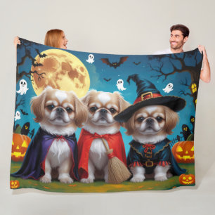 Pekingese Dogs Pumpkin Halloween Funny Fleece Blanket