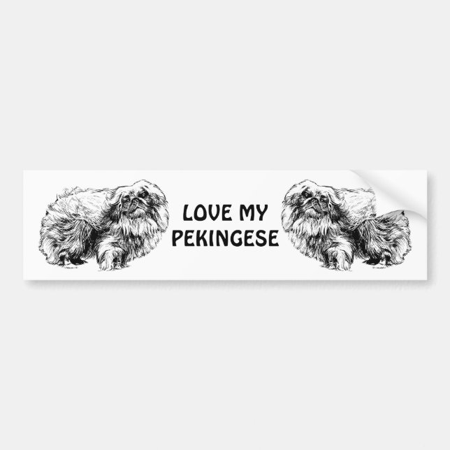 pekingese drawing bumper sticker (Front)
