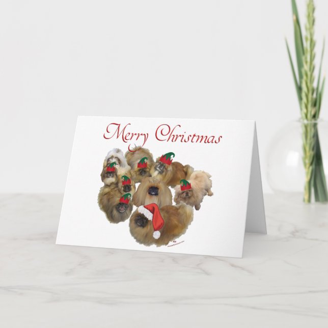 Pekingese Group Christmas Holiday Card (Front)