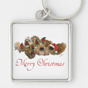 Pekingese Group Christmas Key Ring
