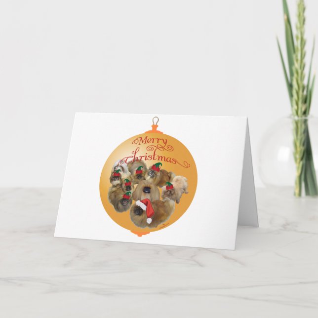 Pekingese Group Ornament Holiday Card (Front)