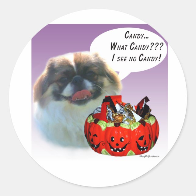 Pekingese Halloween Candy Classic Round Sticker (Front)