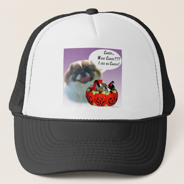 Pekingese Halloween Candy Trucker Hat (Front)
