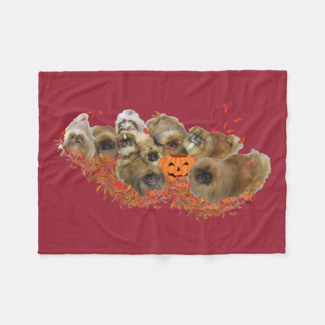 Pekingese Halloween Fleece Blanket (Front (Horizontal))