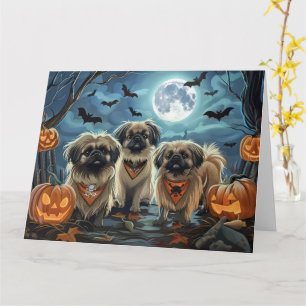 Pekingese Halloween Spooky Card