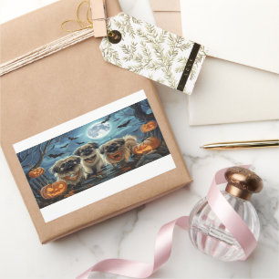 Pekingese Halloween Spooky Rectangular Sticker