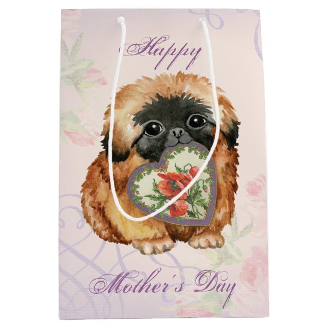 Pekingese Hearts Mum Medium Gift Bag (Front)