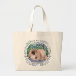 Pekingese in Flower Garden Large Tote Bag