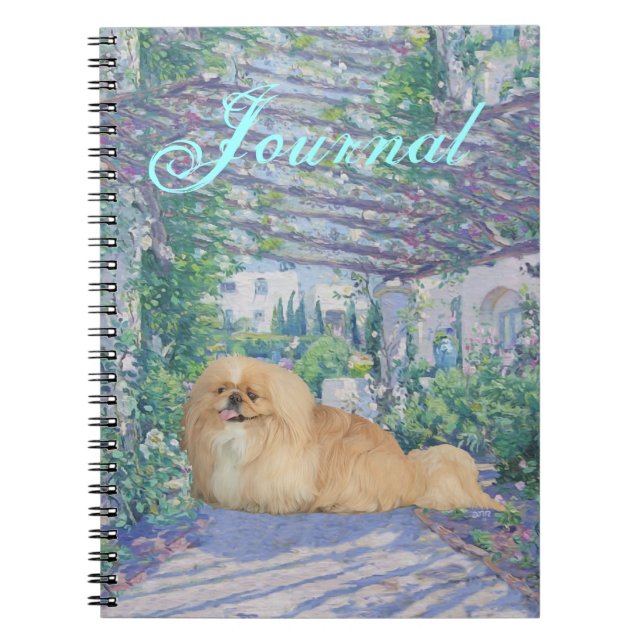 Pekingese in Lavender Spiral Notebook (Front)