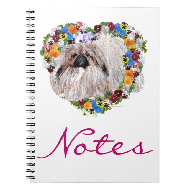 Pekingese in Pansies Spiral Notebook (Front)