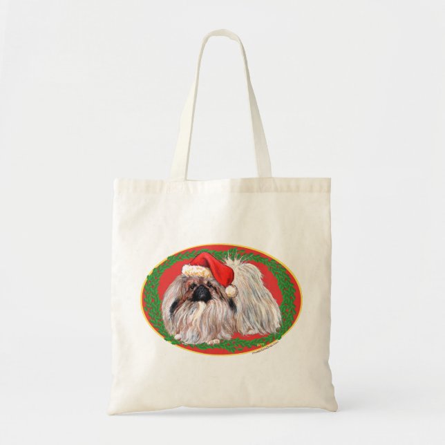 Pekingese in Winter Tote Bag (Front)