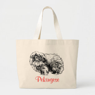 Pekingese Jumbo Canvas Tote Bag