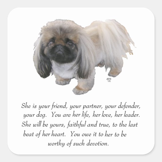 Pekingese Keepsake - FEMALE Square Sticker (Front)
