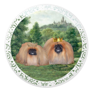 Pekingese King and Queen Ceramic Knob