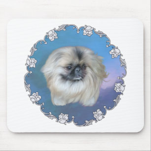 Pekingese Lily on Blue Mouse Pad