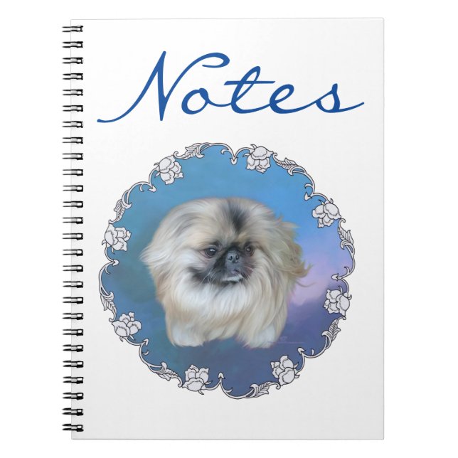 Pekingese Lily on Blue Spiral Notebook (Front)