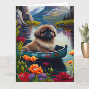 Pekingese on a Paddle: A Scenic Adventure Card
