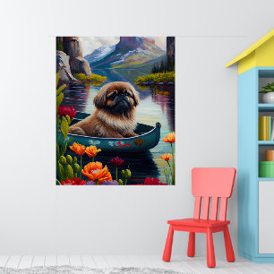 Pekingese on a Paddle: A Scenic Adventure Poster