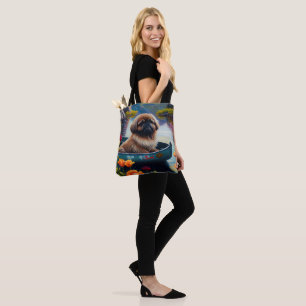 Pekingese on a Paddle: A Scenic Adventure Tote Bag