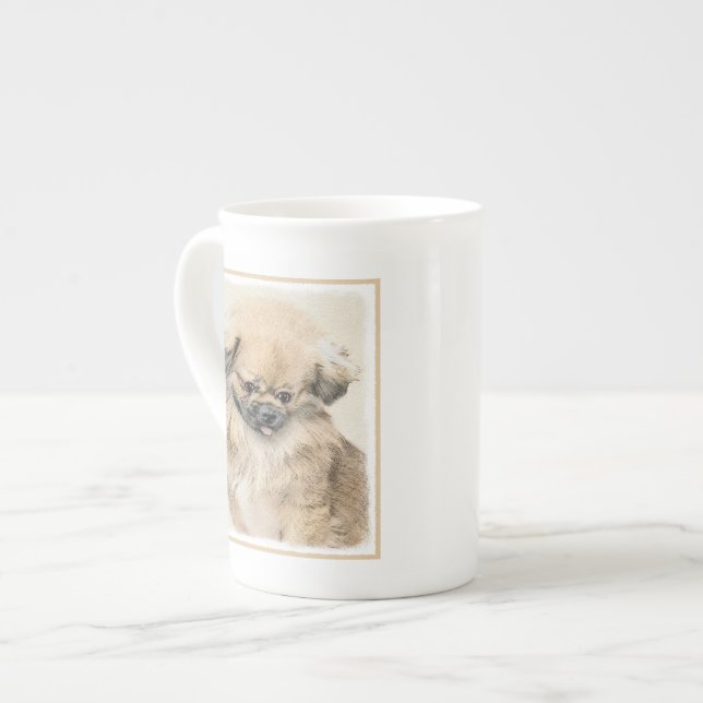 Pekingese Painting - Cute Original Dog Art Bone China Mug (Front Left)
