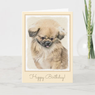 Pekingese Painting - Cute Original Dog Art Card