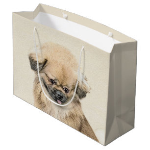 Pekingese Painting - Cute Original Dog Art Large Gift Bag