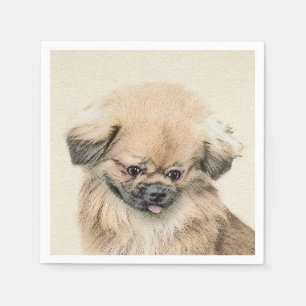 Pekingese Painting - Cute Original Dog Art Napkin