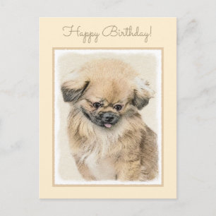 Pekingese Painting - Cute Original Dog Art Postcard