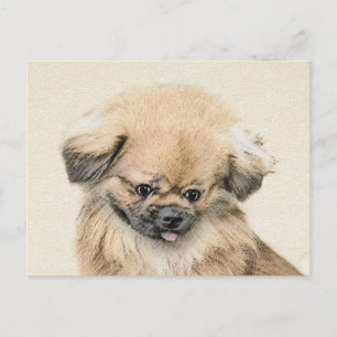 Pekingese Painting - Cute Original Dog Art Postcard