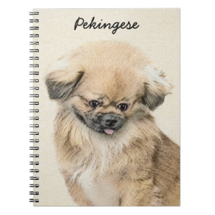 Pekingese Painting - Cute Original Dog Art Spiral Notebook