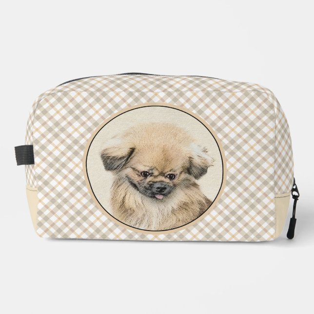 Pekingese Painting Fawn Cute Original Pet Dog Art Dopp Kit (Front)
