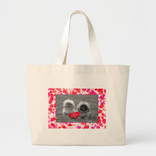 Pekingese Puppies wishing Happy Valentine's Day Large Tote Bag