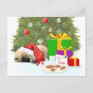 Pekingese Puppy 1st Christmas Holiday Postcard
