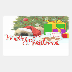 Pekingese Puppy 1st Christmas Rectangular Sticker