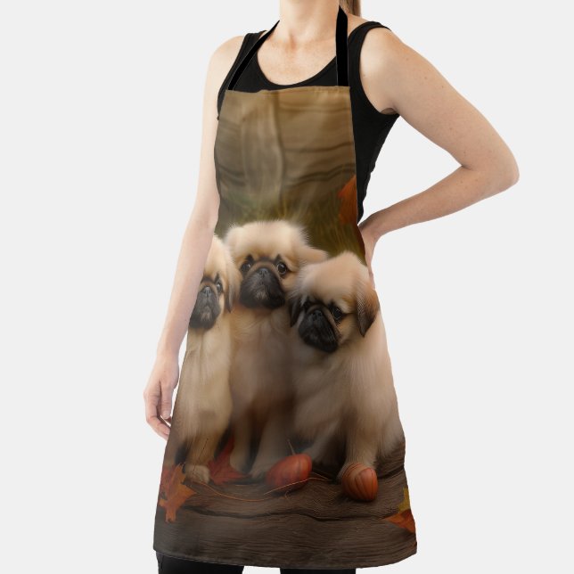Pekingese Puppy Autumn Delight Pumpkin  Apron (Insitu)