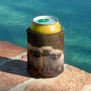 Pekingese Puppy Autumn Delight Pumpkin Can Cooler
